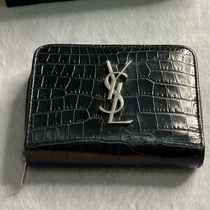 Saint Laurent crocodile embossed Black Leather Wallet